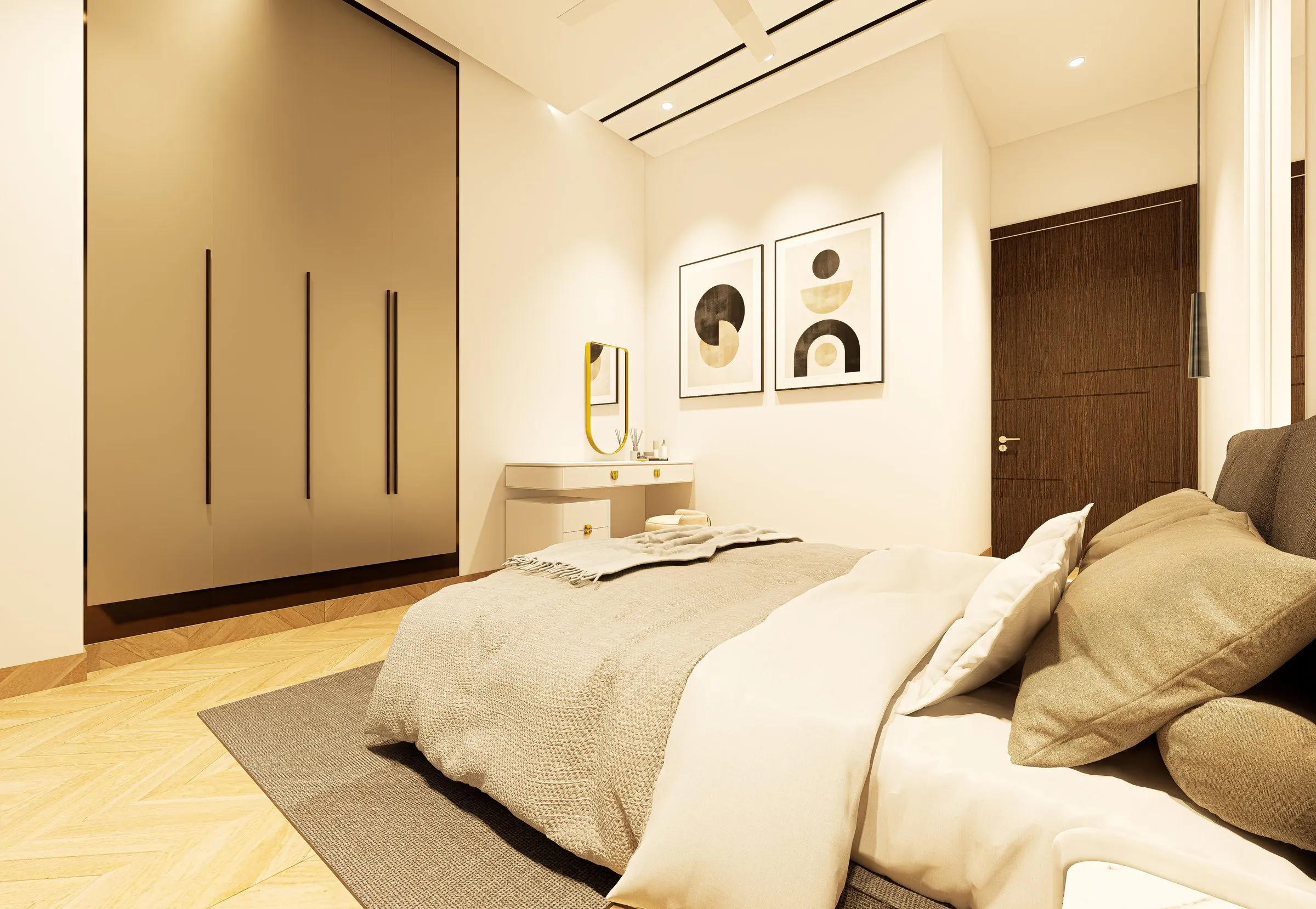 Second bedroom with fitted wardrobe and vanity