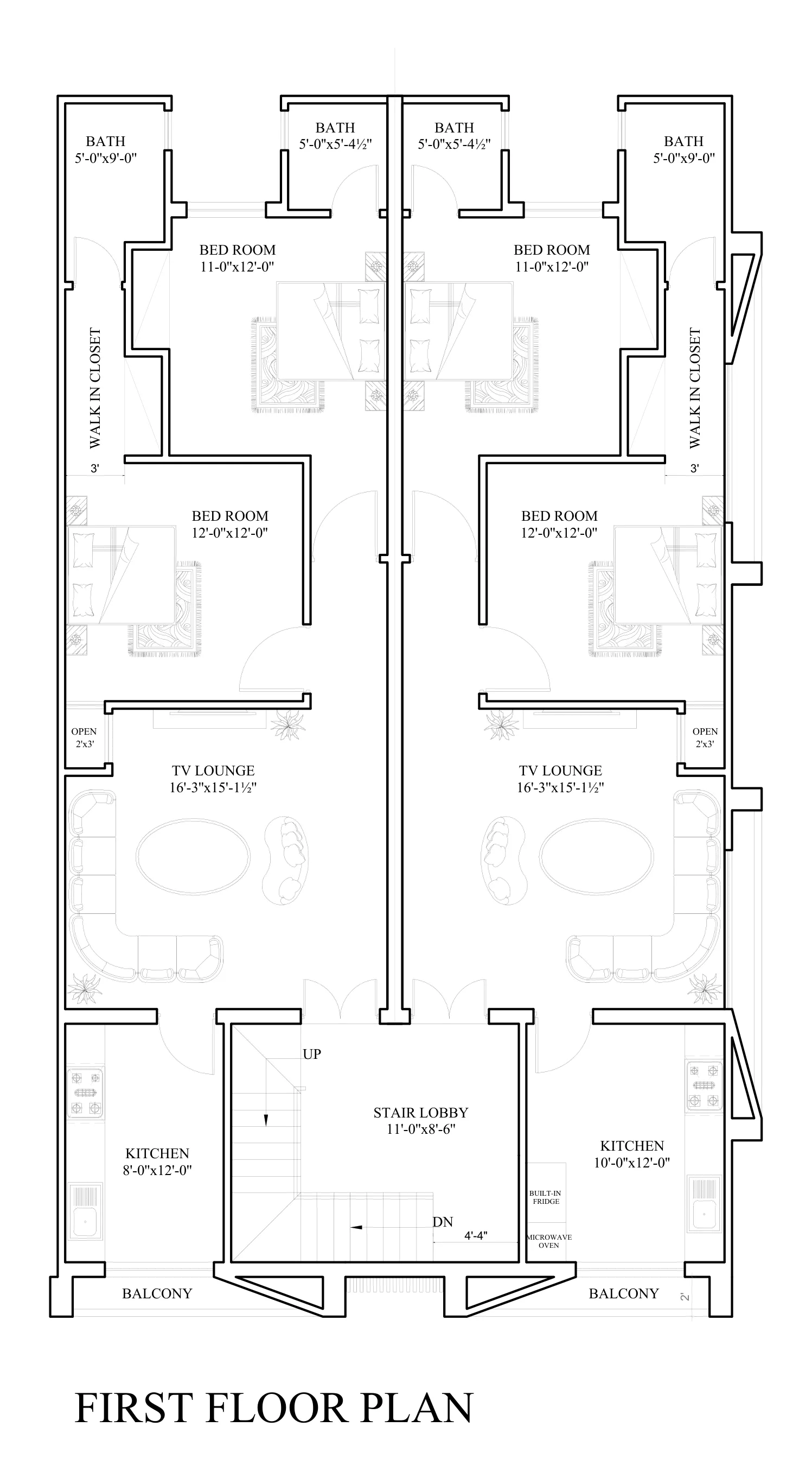 2-bed townhouse first floor plan