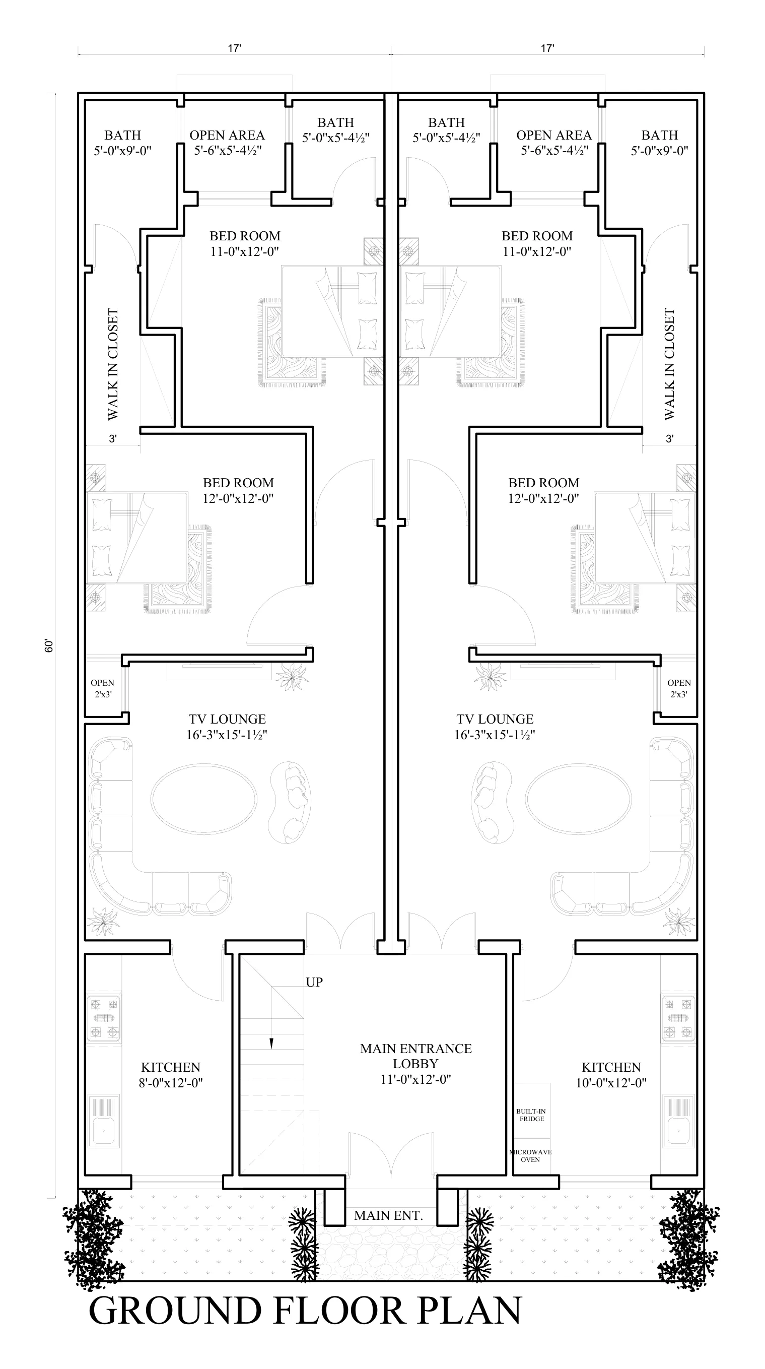 2-bed townhouse ground floor plan